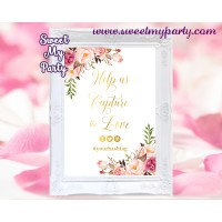 Floral hashtag sign template,Gold hashtag sign template, (31i)